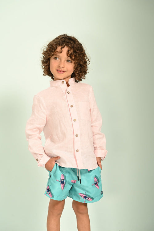 Kids linen nehru shirt