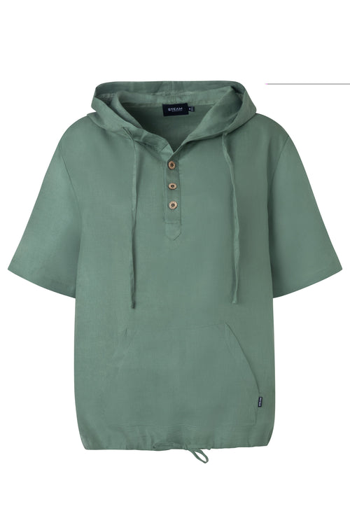 Linen short sleeve hoodie